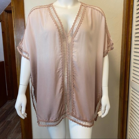 Tie dye Tunic with Ladder Lace Trim - 3X - Picture 2 of 7